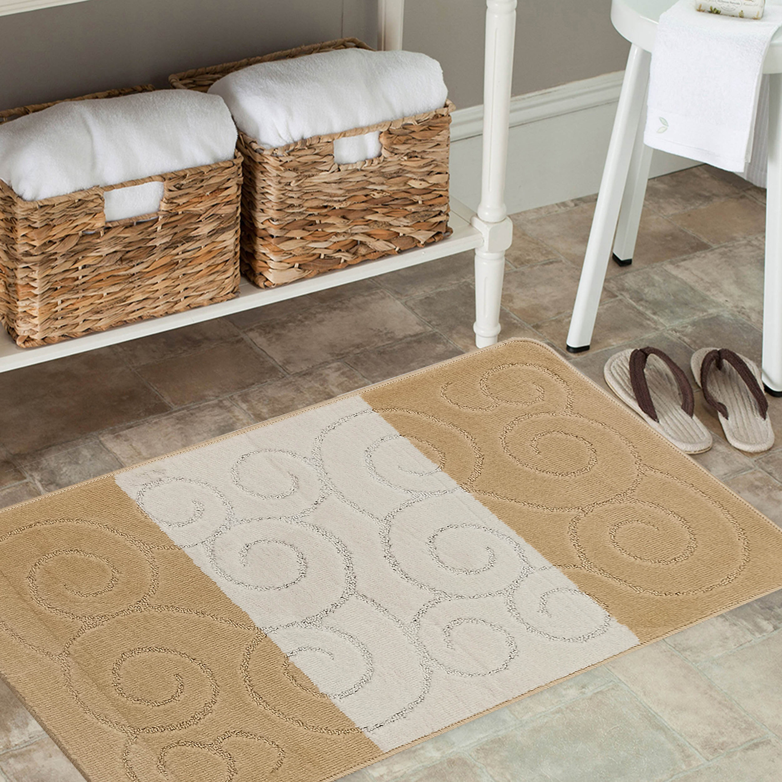 Komplet łazienkowy z wycięciem pod toaletę Montenegro XL Ślimaki - słoneczny