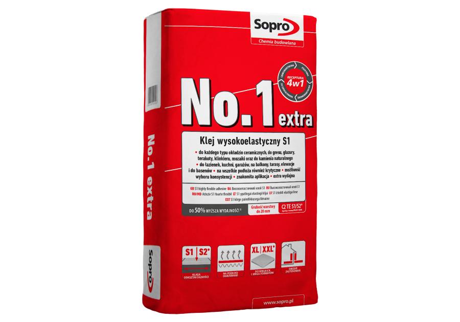 SOPRO KLEJ DO PŁYTEK NR1 400 EXTRA 22,5KG C2TES1