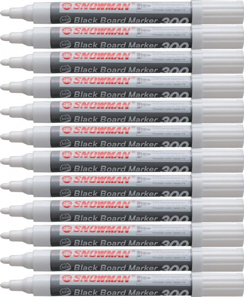 12x Marker kredowy Snowman 300, okrągła, 2-5mm, biały