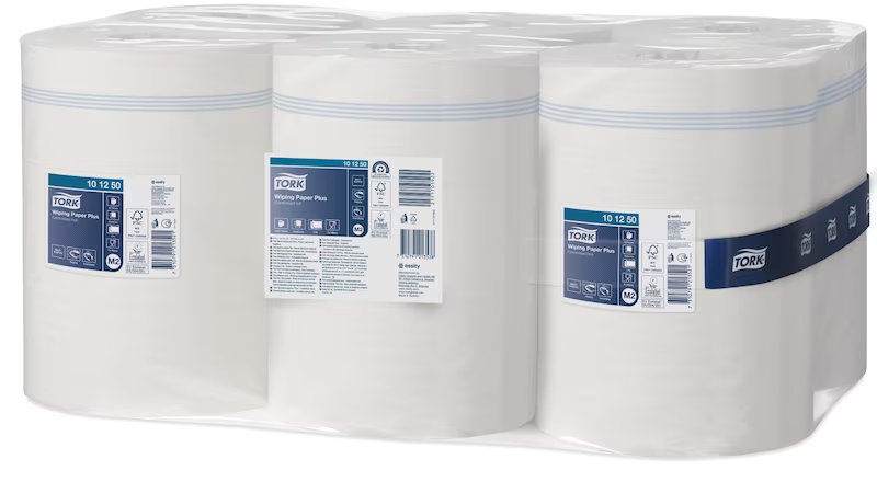 6x Czyściwo papierowe Tork 101250, do średnich zabrudzeń, M2, 2-warstwowe, 160m, 1 rolka, biały