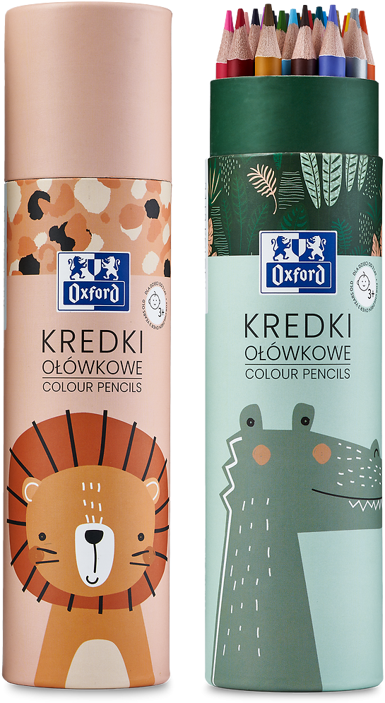 2x Kredki ołówkowe Oxford Kids, w tubie, 24 sztuki + 2 gratis (złoty i srebrny), mix kolorów