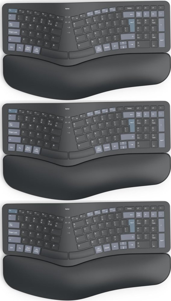 3x Klawiatura bezprzewodowa Hama WK-900 Ergo, podświetlenie, czarny
