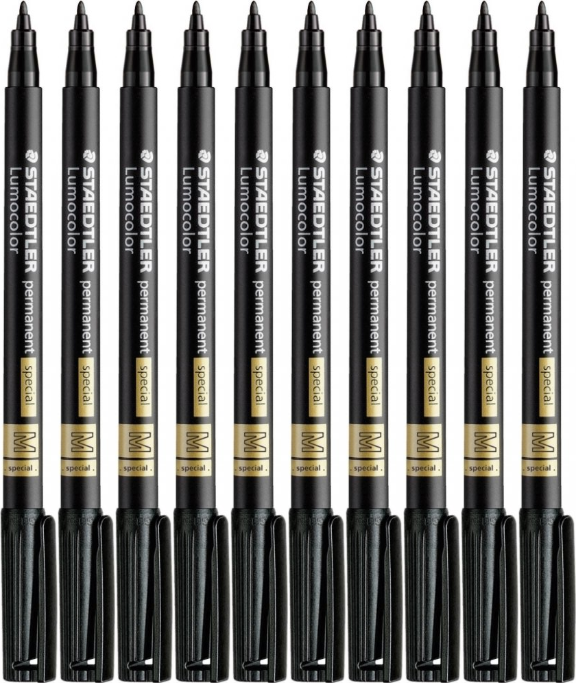 10x Foliopis Staedtler Lumocolor Permanent Special 1mm (M), okrągła, czarny