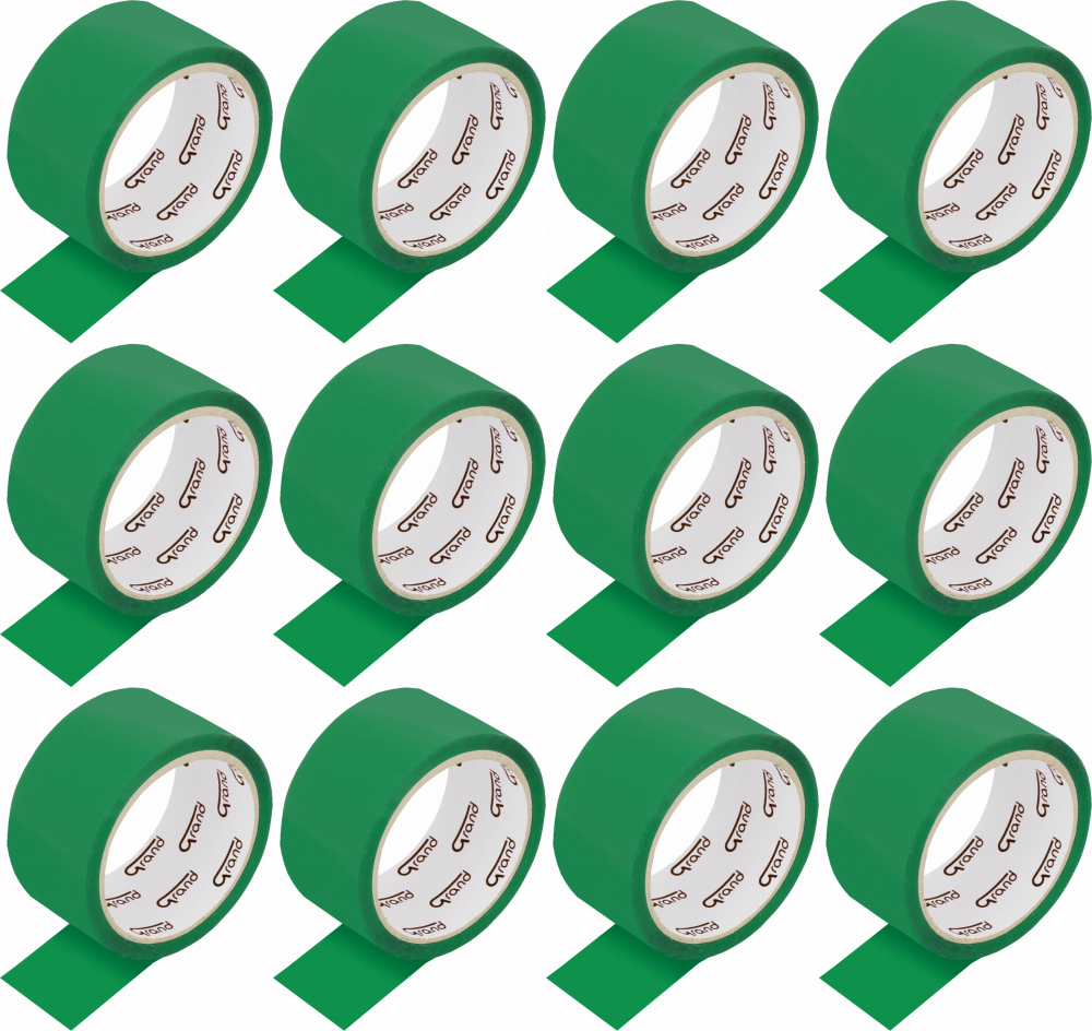 12x Taśma pakowa, Grand, 48mmx50m, zielony