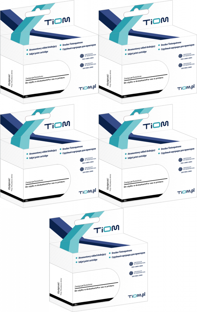 5x Tusz Tiom Ti-B525CXN (LC525XL), 1300 stron, cyan (błękitny)