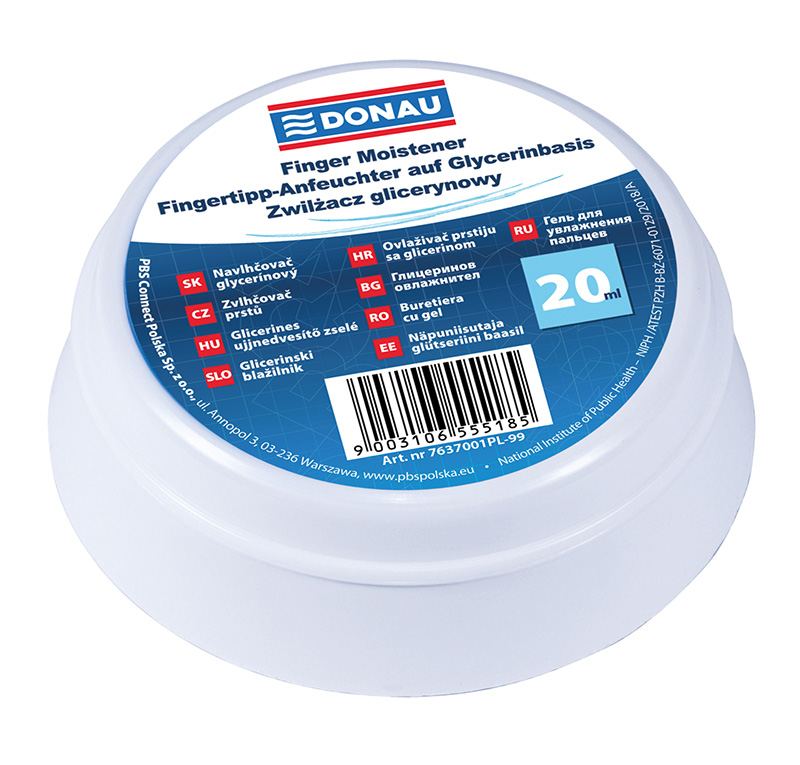 Nawilżacz do palców glicerynowy Donau, 20 ml, biały