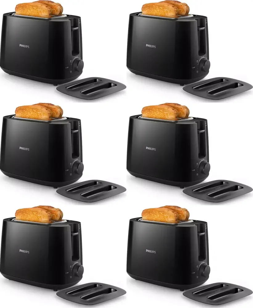 6x Toster Philips Daily Collection HD2582/90, czarny