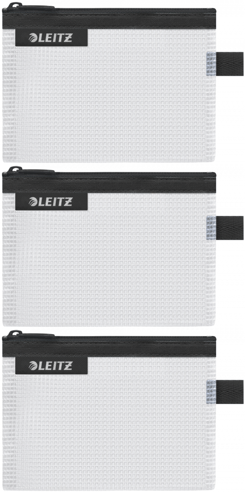 3x Koszulka/saszetka z suwakiem Leitz Wow, wodoodporna, rozmiar S, czarny