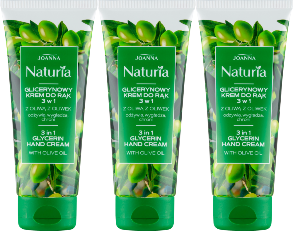 3x Krem do rąk Joanna Naturia, glicerynowy, z oliwą z oliwek, 100g