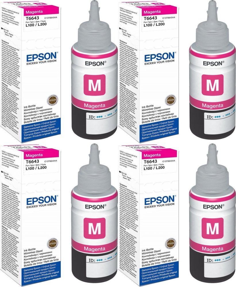 4x Tusz Epson T6643 (C13T66434A), 4000 stron, magenta (purpurowy)