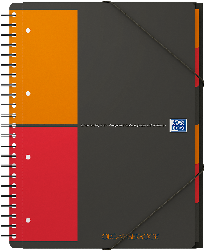 Kołonotatnik Oxford International Organiserbook, A4+ w kratkę, 80 kartek, okładka PP, szary