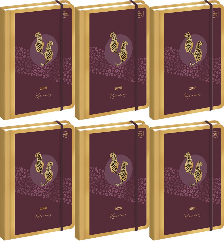 6x Kalendarz książkowy 2026, Interdruk, Metallic Satin, B6, tygodniowy