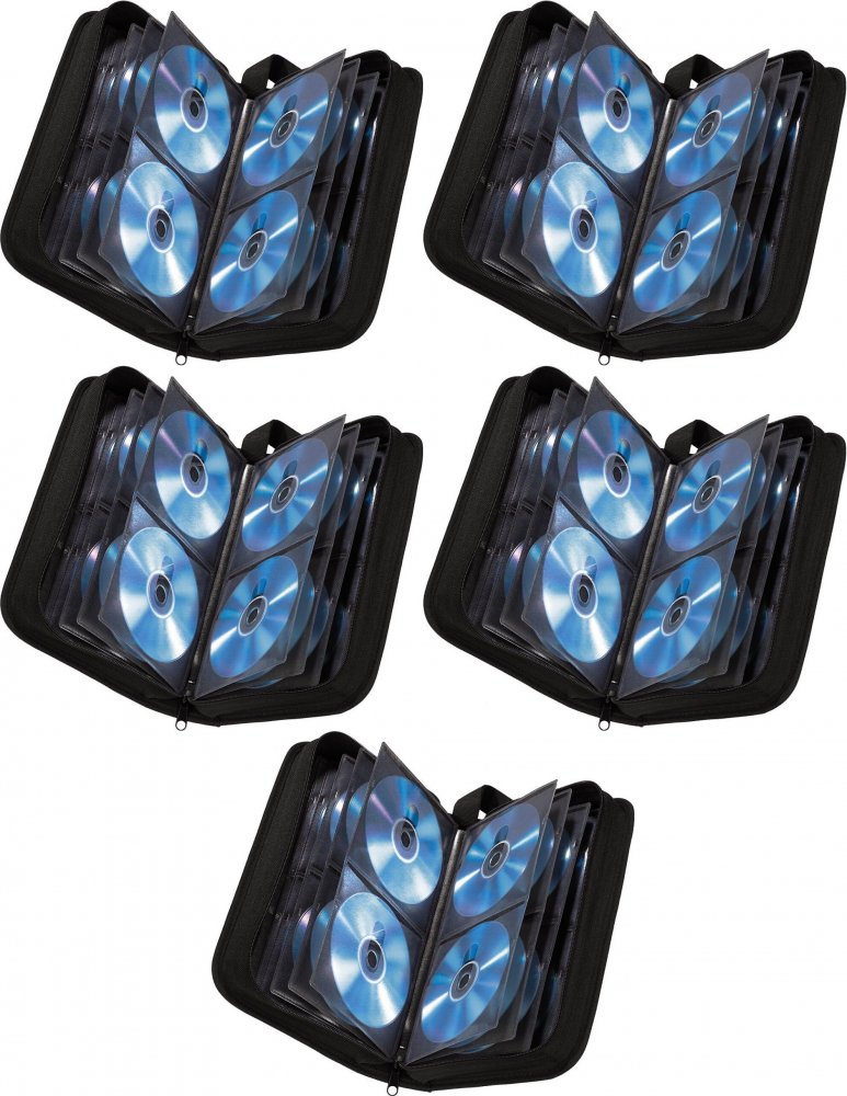 5x Etui na płyty Hama CD-Wallet 104 CD, 295x170x80mm, czarny