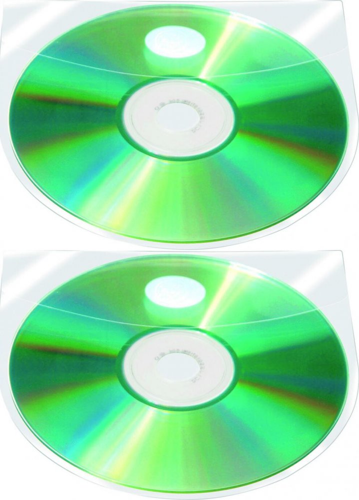 2x Kieszeń z oknem na CD/DVD Q-Connect, PP, 10 sztuk, przezroczysty