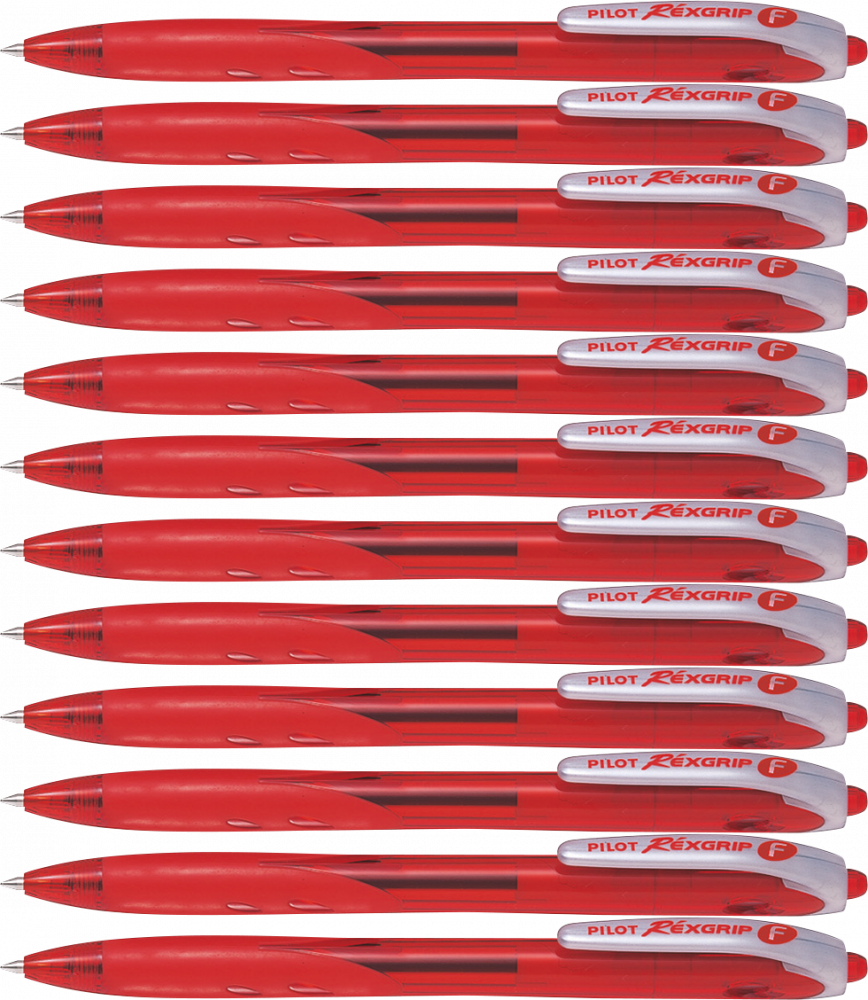 12x Długopis automatyczny Pilot, Rexgrip F, 0.21mm, czerwony