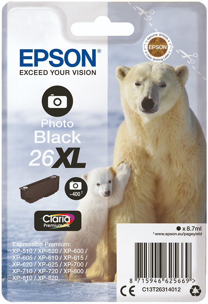 Tusz Epson T2631 XL (C13T26314012), photo black (czarny foto)