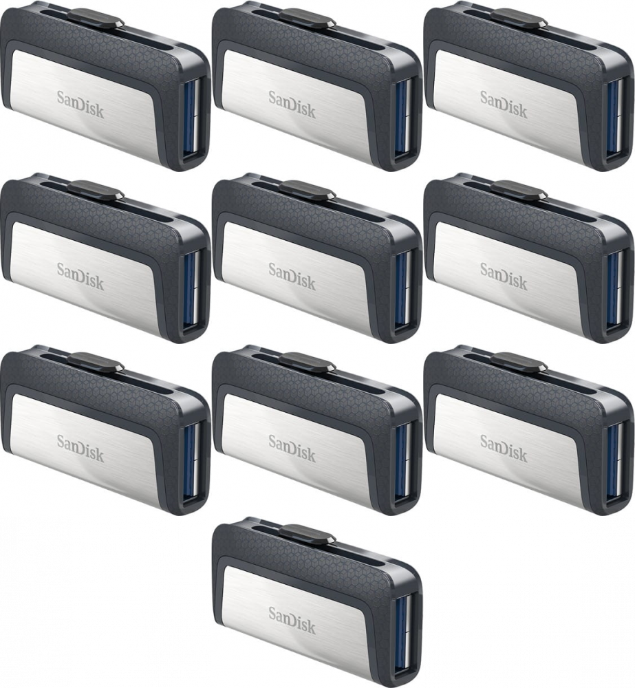 10x Pendrive SanDisk Ultra Dual Drive, USB 3.1, 64GB, srebrno-szary