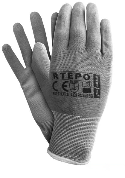 Rękawice robocze Reis Rtepo SS, powlekane, rozmiar 8, szary