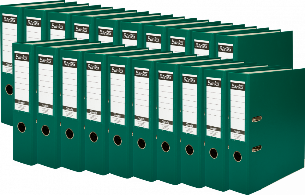 20x Segregator A4 Bantex Budget Classic, 75mm, do 500 kartek, zielony