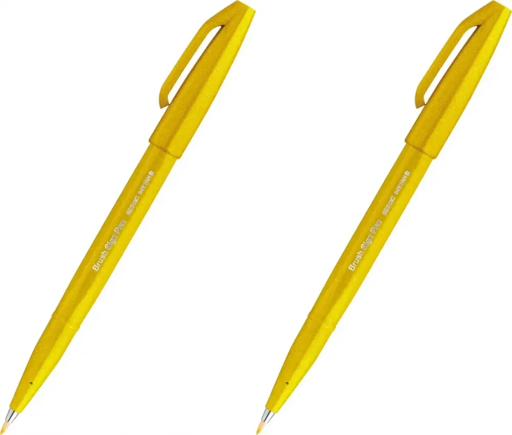 2x Pisak pędzelkowy do kaligrafii Pentel Brush Sign Pen SES15C, 2.07mm, żółty