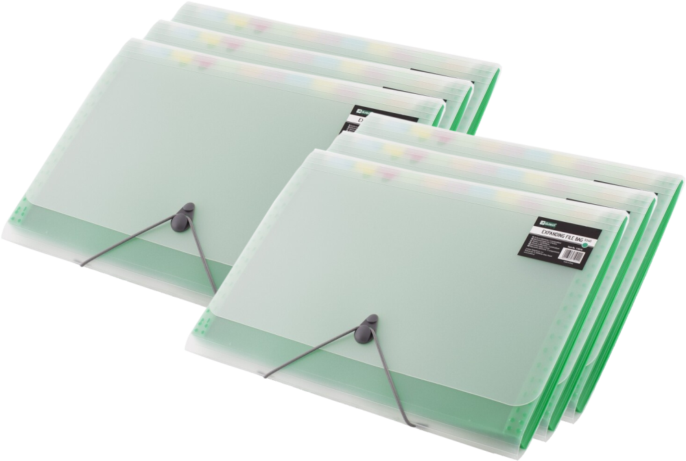 6x Teczka z przegródkami D.Rect 5540, A4, 12 przegródek, zielony
