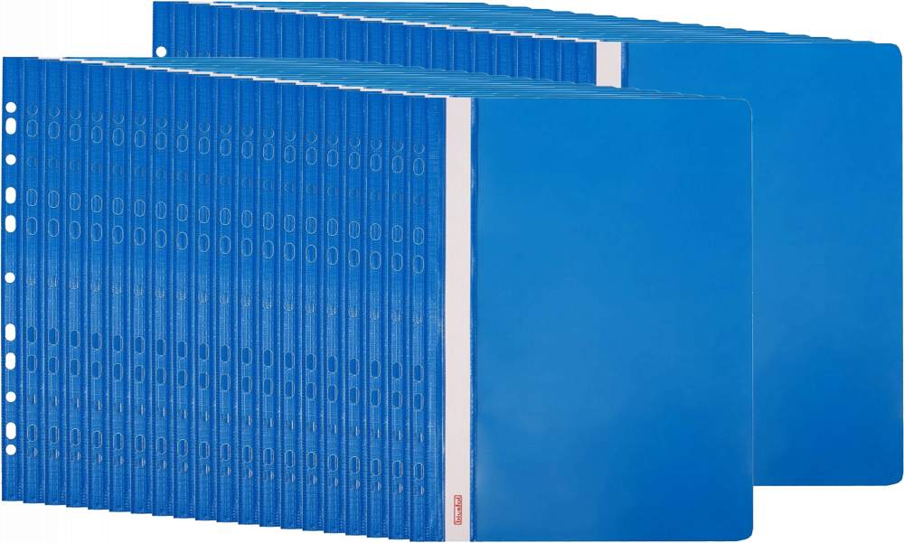 40x Skoroszyt plastikowy oczkowy Biurfol, twardy, A4, do 200 kartek, niebieski