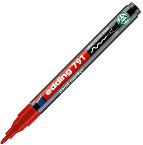 Marker olejowy edding e-791 PCR, okrągła, 1-2 mm, czerwony