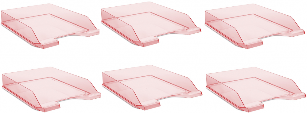 6x Półka na dokumenty Donau, A4, plastikowa, czerwony