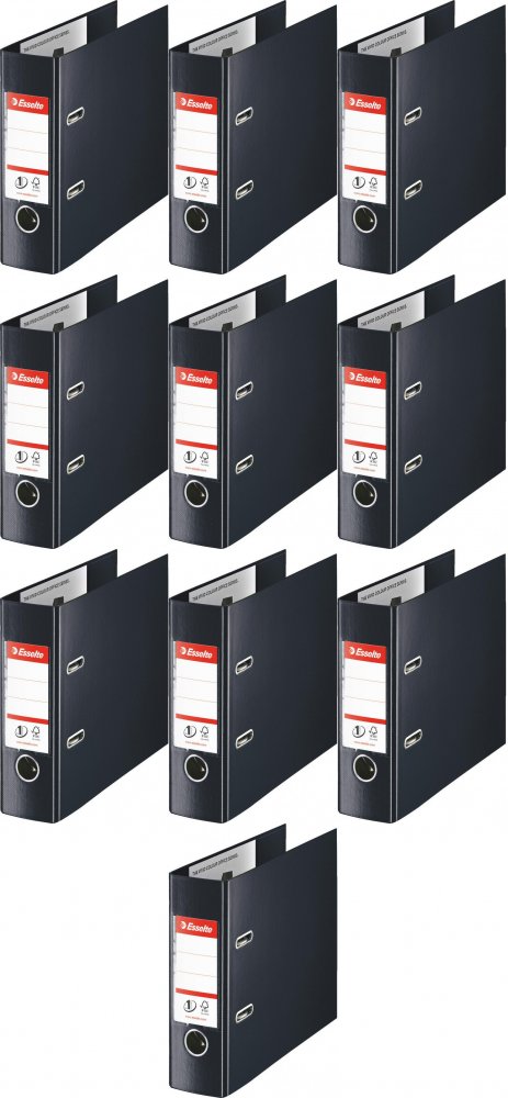 10x Segregator A5 Esselte No.1 Vivida, bankowy, 75mm, do 500 kartek, czarny