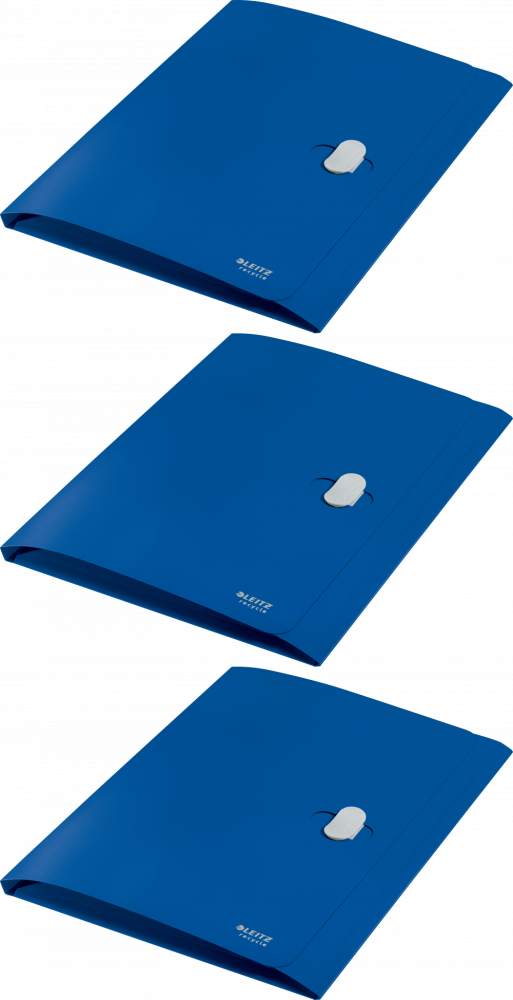 3x Teczka Leitz Recycle, A4, 11mm, na klips, niebieski