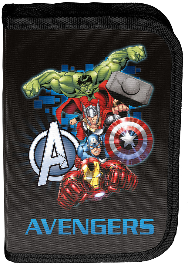 Piórnik szkolny Paso Avengers, 1-komorowy, z wyposażeniem