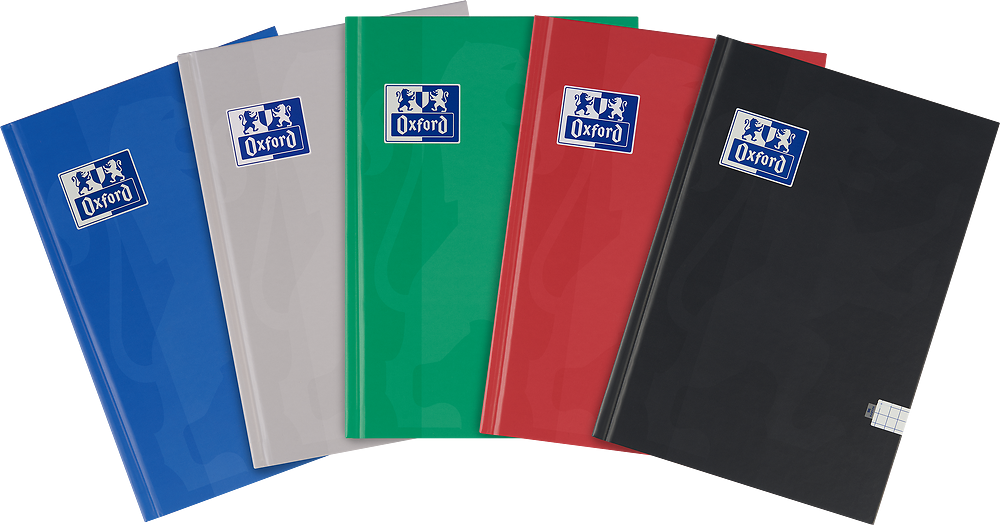 5x Brulion w kratkę Oxford Esse, A5, twarda oprawa, 96 kartek, mix kolorów