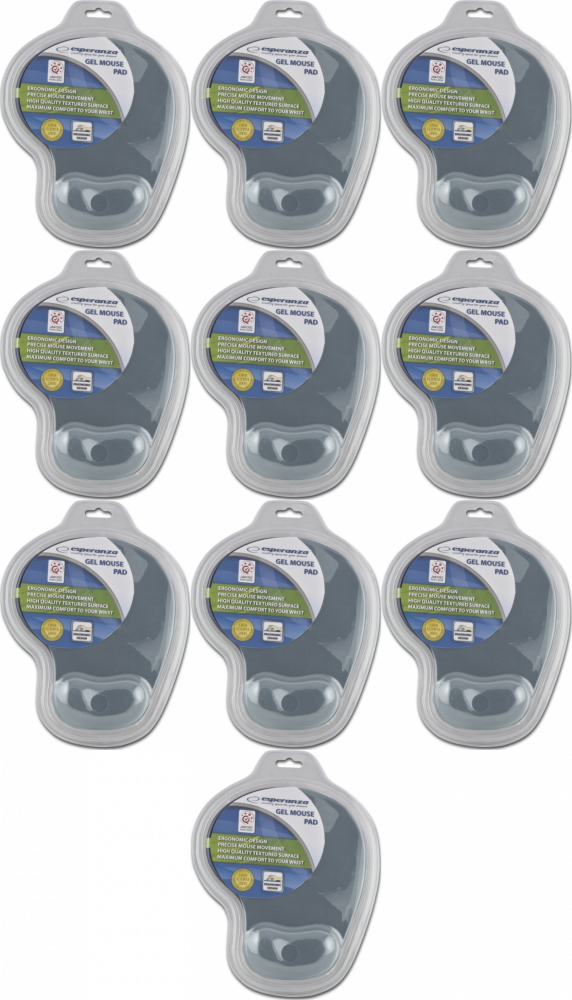 10x Podkładka żelowa pod mysz Esperanza EA137Y, 230x190x20mm, szary
