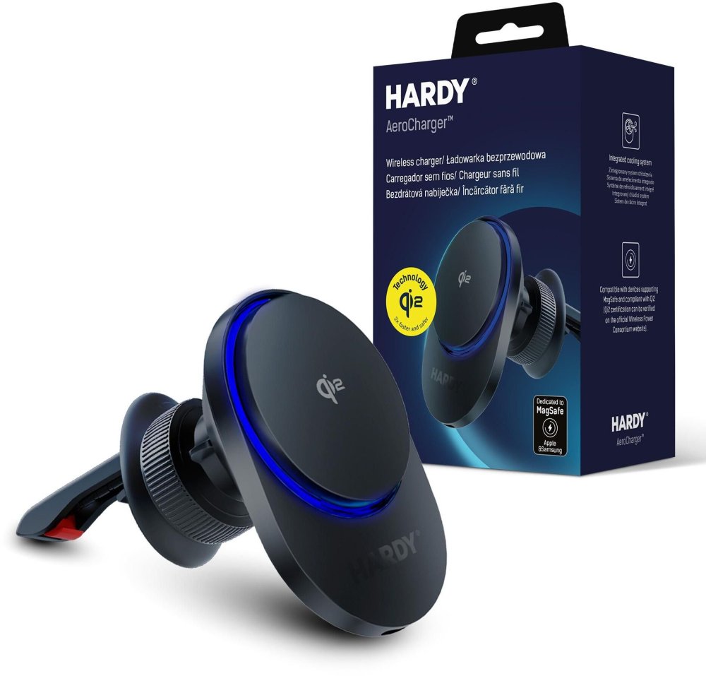 Uchwyt na telefon do samochodu 3mk Hardy AeroCharger, MPP Qi2, magnetyczny, z ładowarką indukcyjną MagSafe 15W, czarny
