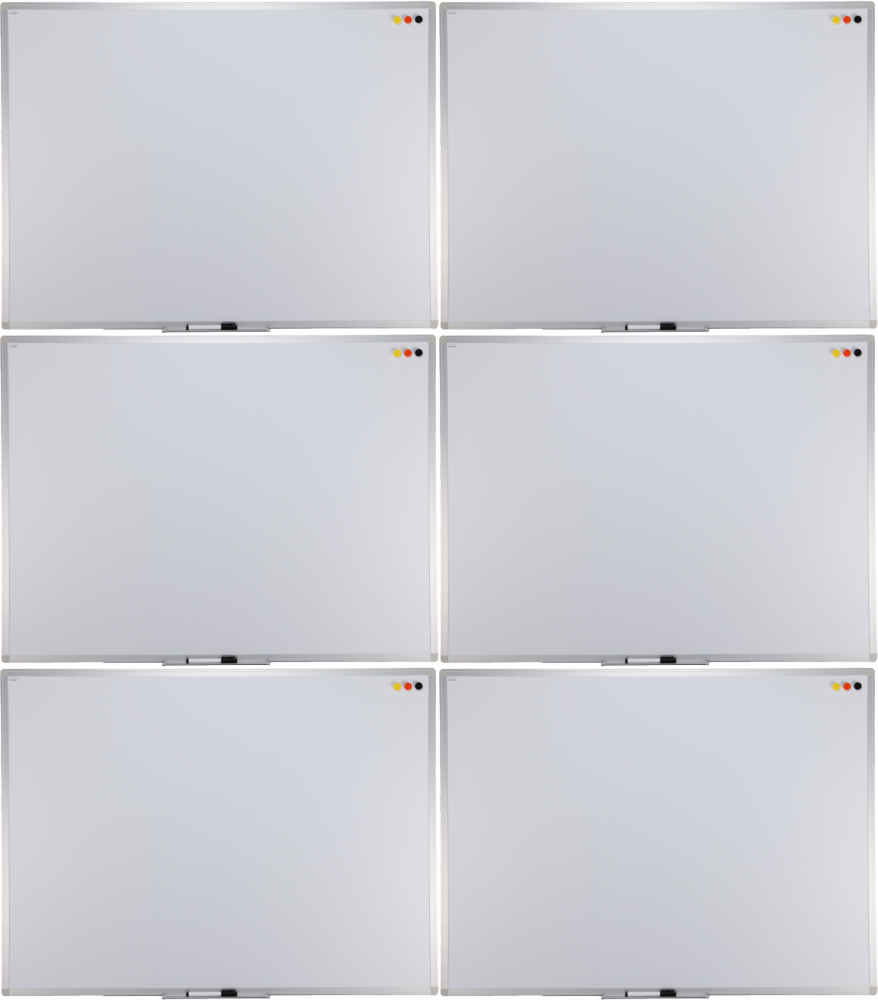 6x Tablica suchościeralna magnetyczna Ofix Standard, w ramie aluminiowej, lakierowana, 120x180cm, biały