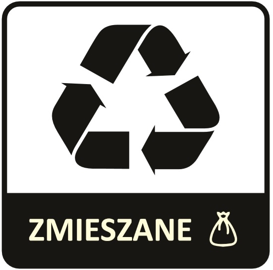 Etykieta (naklejka) na kosz do segregacji, "zmieszane", 14x14cm, 1 sztuka