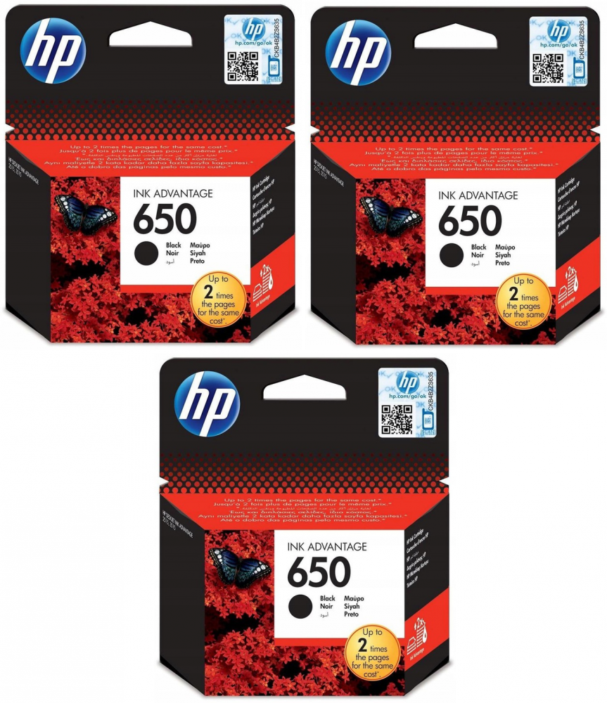 3x Tusz Hp 650 (CZ101AE), 360 stron, black (czarny)