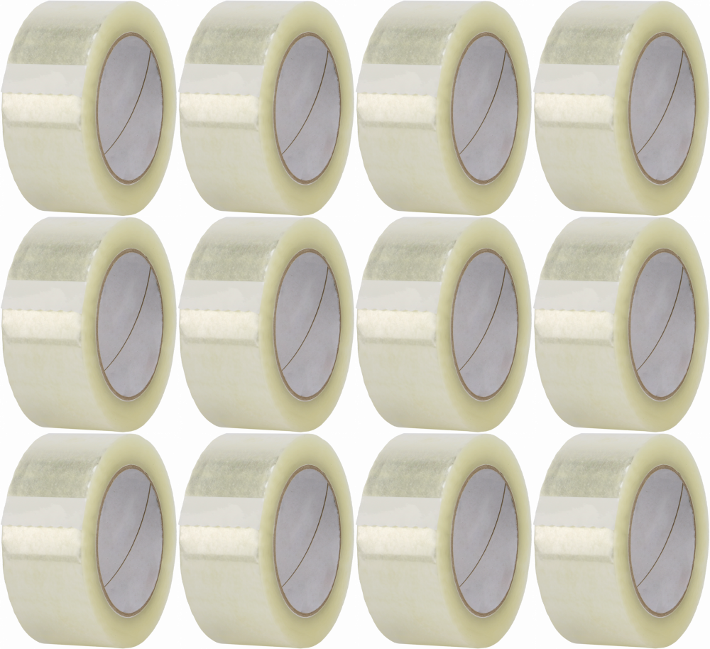 12x Taśma pakowa, cicha, akryl, 48mm x 100m, transparentny