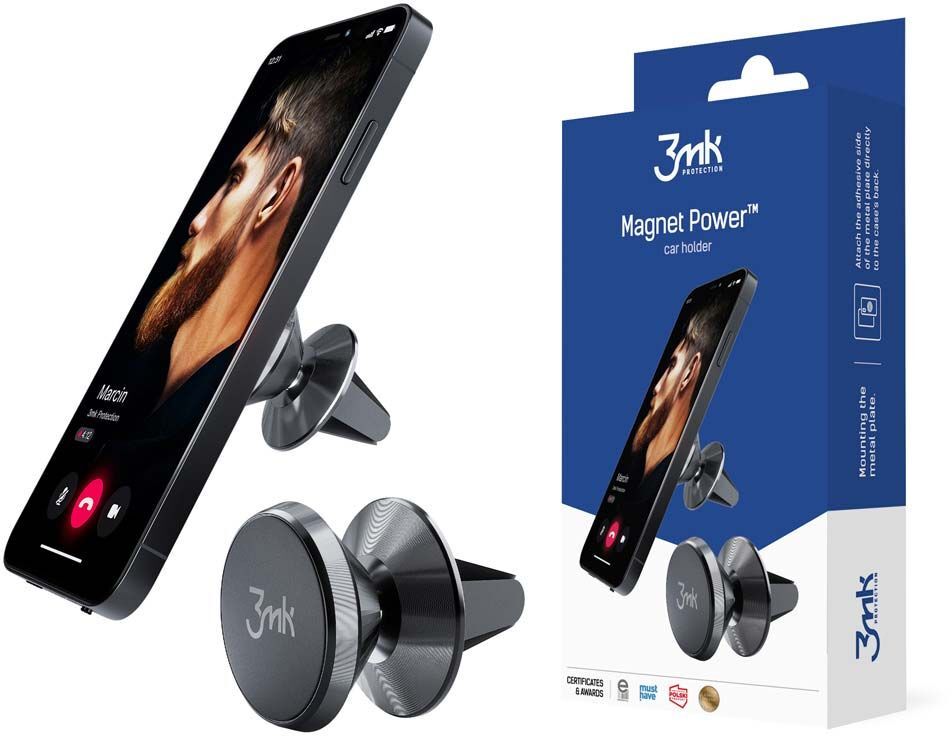 Uchwyt na telefon do samochodu 3mk Magnet Power, magnetyczny, czarny