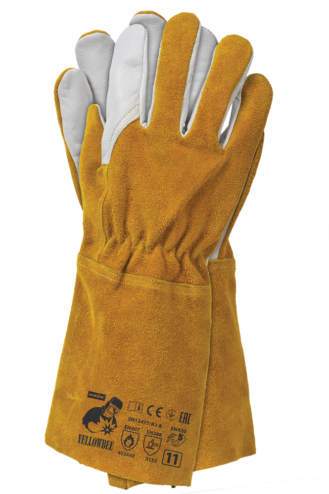 Rękawice robocze Reis Weldoy WY, skórzane, rozmiar 11, biało-żółty