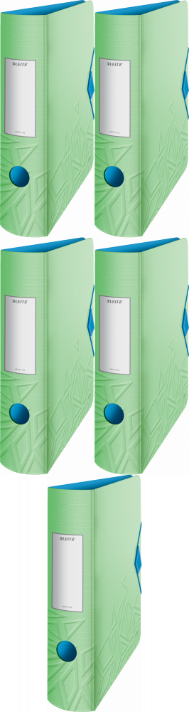 5x Segregator A4 Leitz 180° Active Urban Chic, szerokość grzbietu 82mm, do 500 kartek, zielony