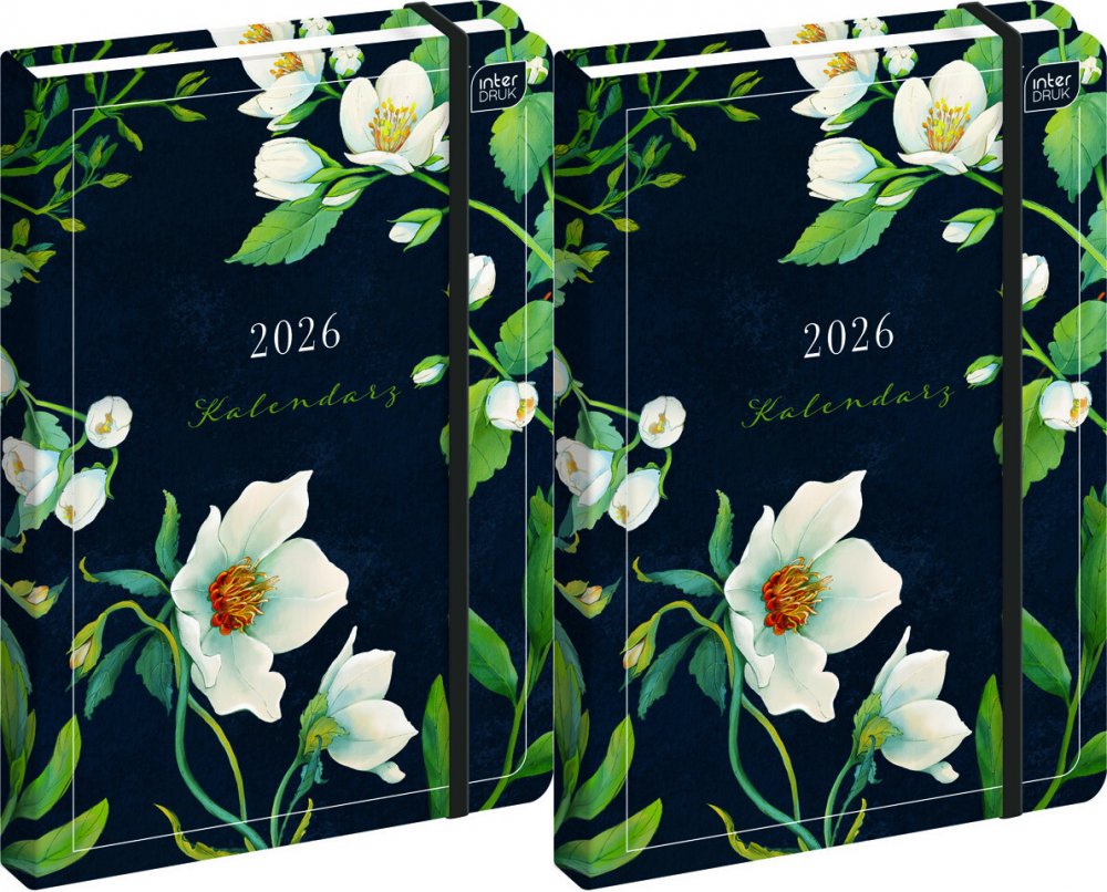 2x Kalendarz książkowy 2026, Interdruk, Mat+UV Fiori, A5, tygodniowy