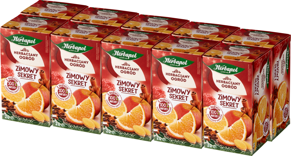 10x Herbata owocowo-ziołowa w torebkach Herbapol Herbaciany Ogród Zimowy Sekret, cytrusowy, 20 sztuk x 3g