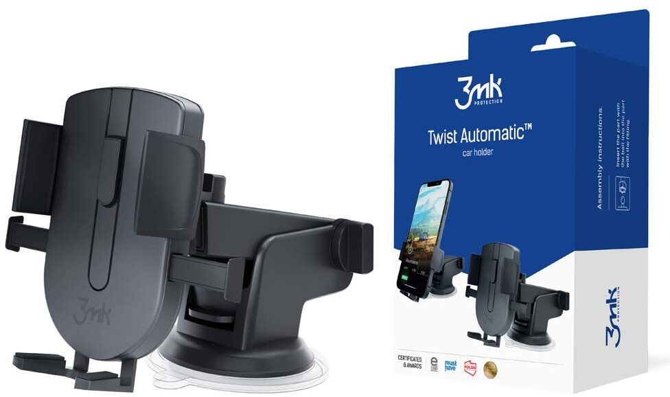 Uchwyt na telefon do samochodu 3mk Twist Automatic, czarny
