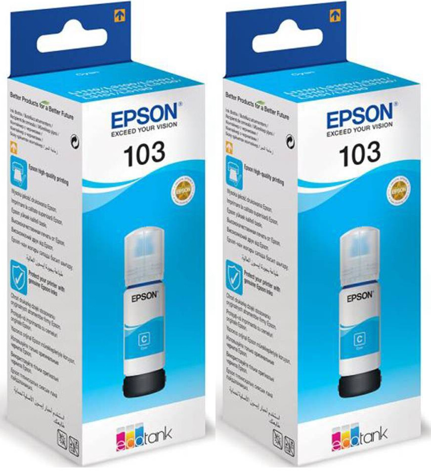 2x Tusz Epson 103 C13T00S24A (T00S24A), 7500 stron, cyan (błękitny)