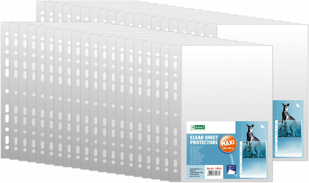 40x Koszulki krystaliczne D.Rect Maxi, A4, 120μm, 25 sztuk, transparentny