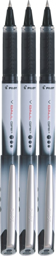 3x Pióro kulkowe Pilot, VBall Grip, 0.5mm, czarny