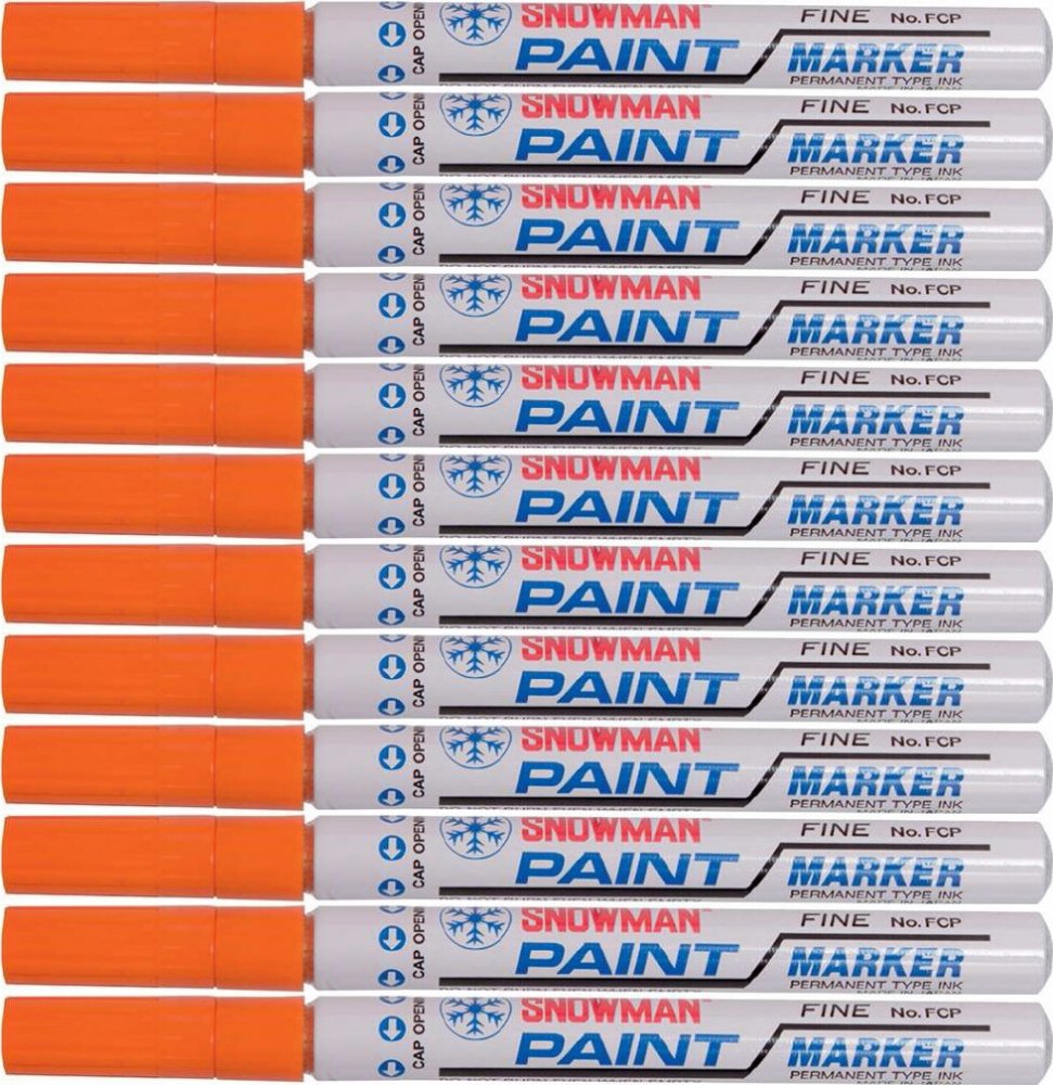 12x Marker olejowy Snowman, średni, okrągła, pomarańczowy