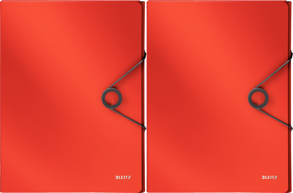 2x Teczka na dokumenty Leitz Solid, z gumką, A4, PP, 30mm, jasnoczerwony