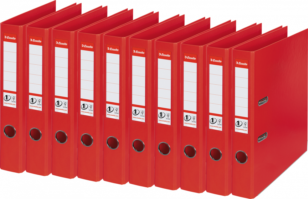 10x Segregator A4 Esselte No.1 Power, 50mm, do 350 kartek czerwony